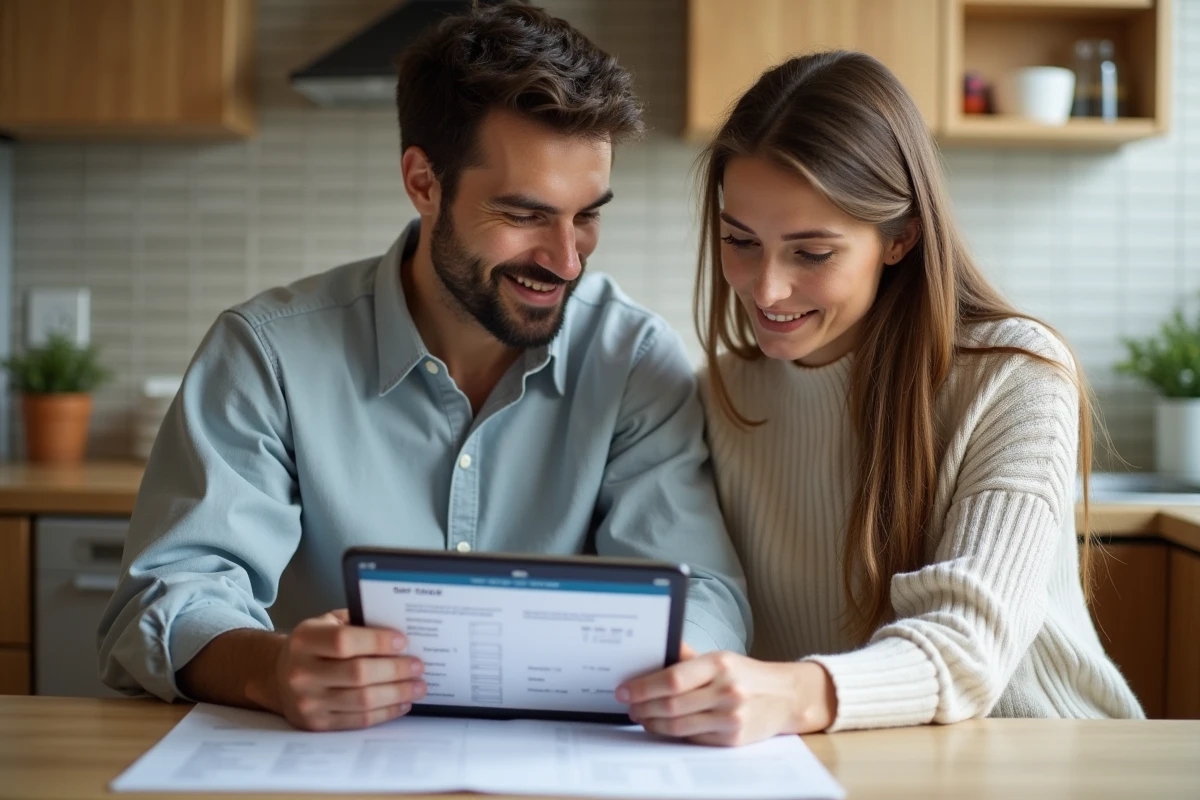 Couple étudiant ensemble un prêt trésorerie sans justificatif sur internet à la maison