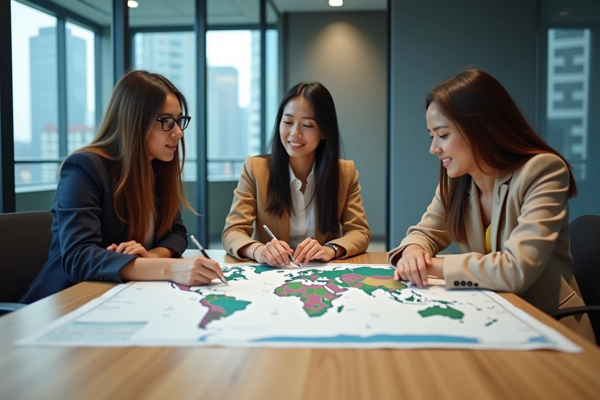 Jeunes professionnels discutant autour d