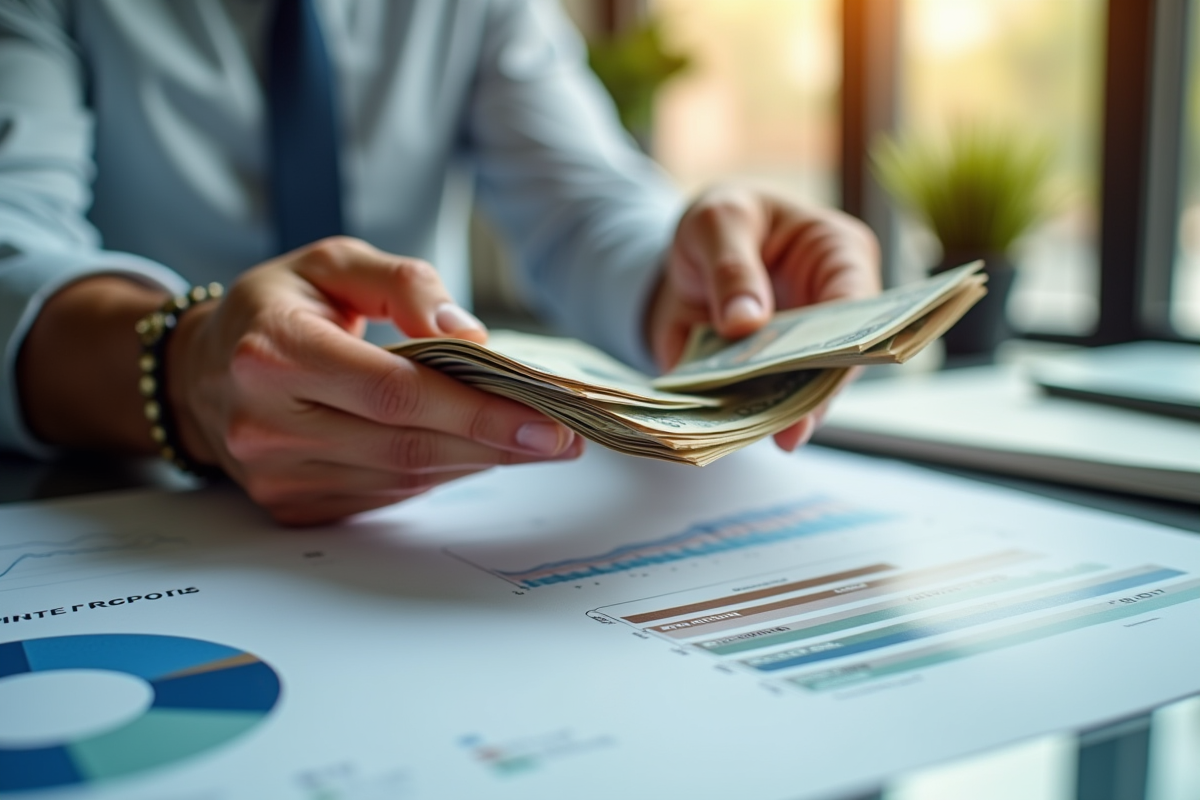 Echange de billets euros et dollars sur un bureau moderne