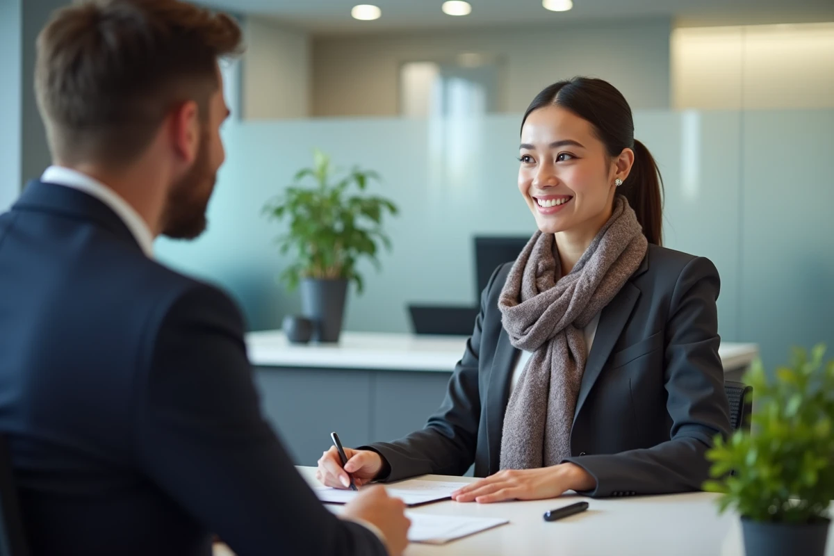 Femme rencontrant un conseiller financier dans une agence