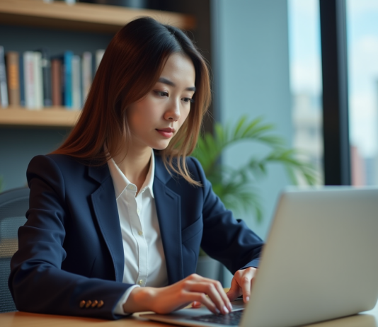 Investir dans le Litecoin : est-ce un bon choix ? Jeune femme vérifiant graphiques Litecoin sur son ordinateur