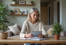 Préparer sa retraite : idéal âge et conseils pour commencer dès maintenant Femme d'âge moyen planifiant sa retraite à la maison