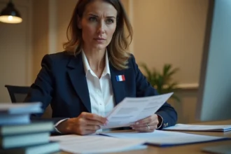 Fonctionnaire française examinant ses fiches de paie après la hausse du point d'indice 2026