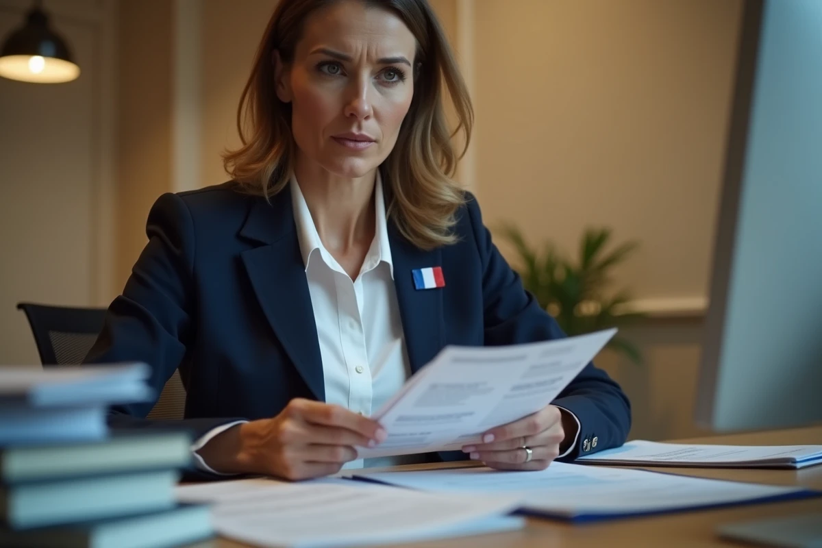 Fonctionnaire française examinant ses fiches de paie après la hausse du point d'indice 2026