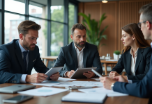 Créateur de valeur ajoutée : acteurs et processus essentiels Groupe de professionnels en réunion dans un bureau moderne