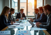 Groupe de professionnels analysant des graphiques financiers