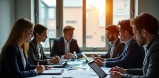 Groupe de professionnels analysant des graphiques financiers