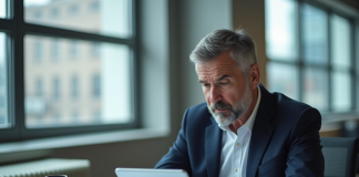 Homme d'affaires en réunion avec documents financiers