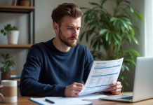 Formulaires fiscaux Binance : comment vérifier leur envoi en France ? Jeune homme en bureau lisant formulaire fiscal français