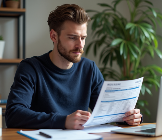 Formulaires fiscaux Binance : comment vérifier leur envoi en France ? Jeune homme en bureau lisant formulaire fiscal français