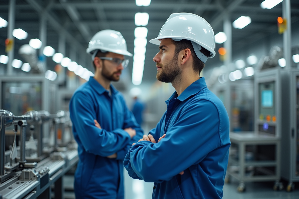 Ingénieur industriel inspectant une machine moderne