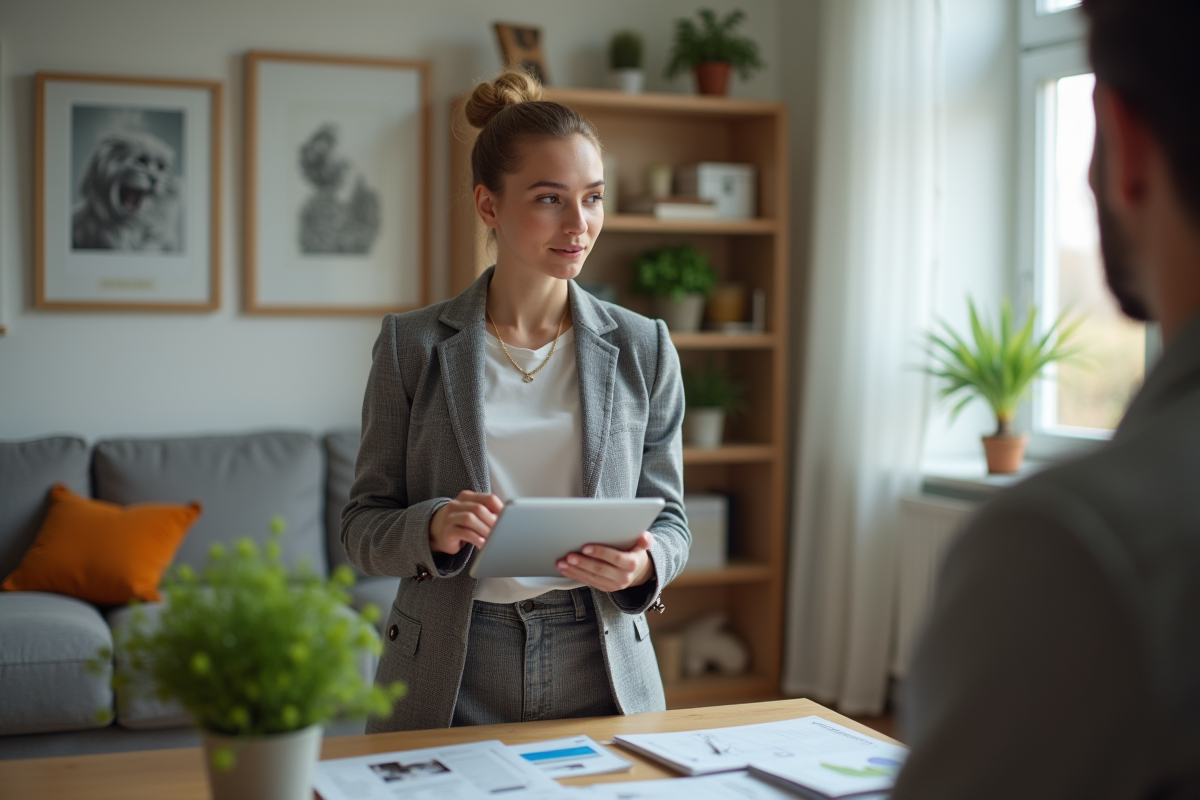 Jeune femme expliquant des concepts d