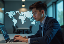 Réglementation Binance aux États-Unis : légalité pour les traders ? Jeune homme d'affaires regardant un ordinateur de trading