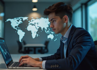 Réglementation Binance aux États-Unis : légalité pour les traders ? Jeune homme d'affaires regardant un ordinateur de trading