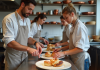 Jeunes adultes en cuisine pour pâtisserie française à Paris