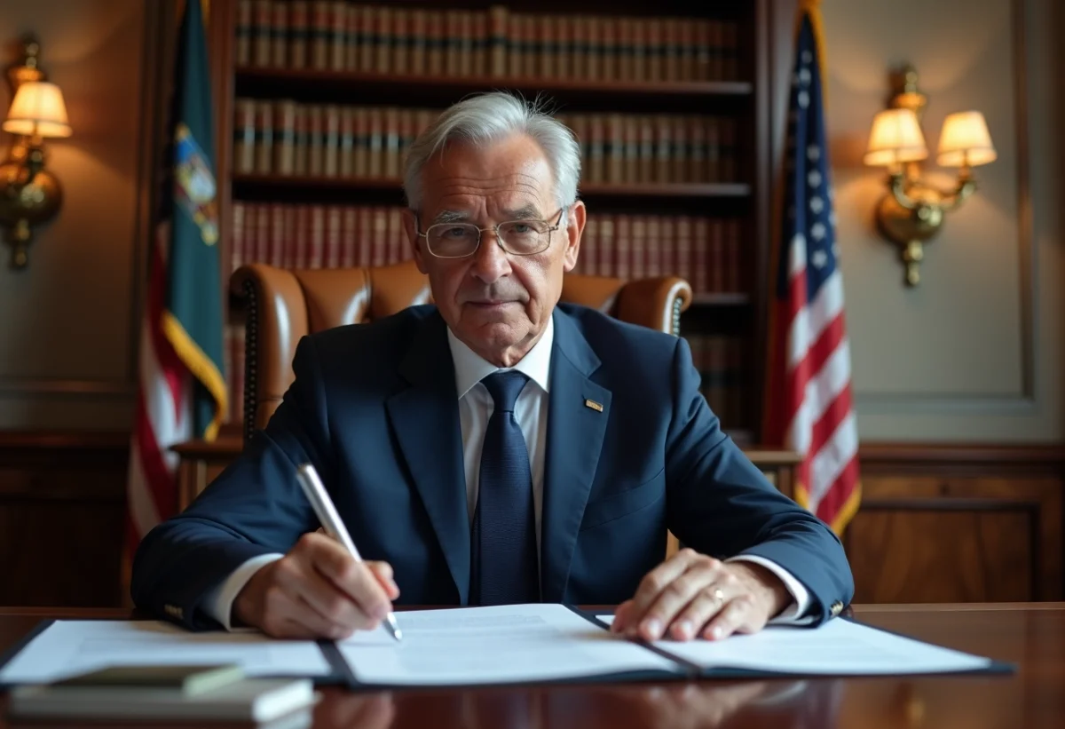 Maire homme en costume dans son bureau officiel