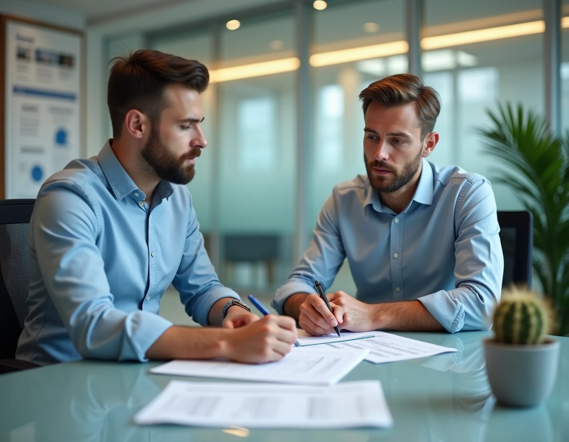 Primo-accédant à revenus moyens en rendez-vous avec un conseiller bancaire pour obtenir un crédit immobilier avantageux